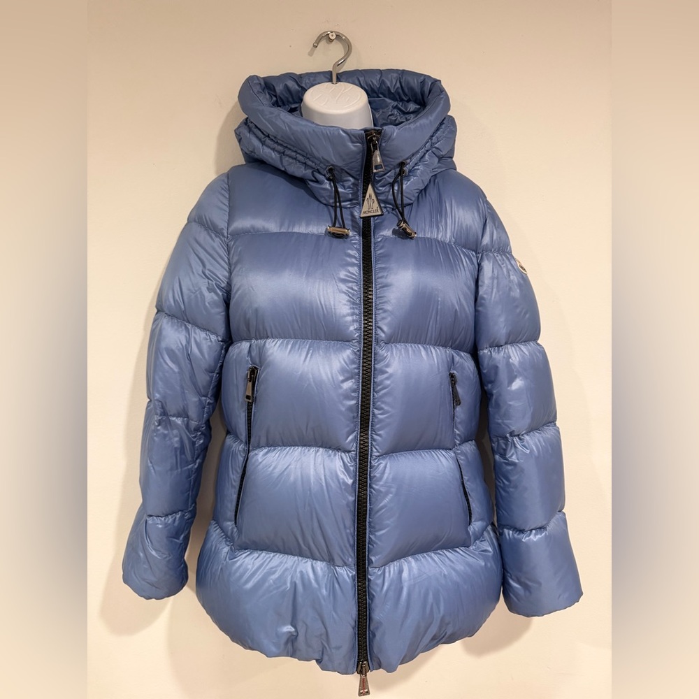 Moncler Serrite blue puffer jacket coat hooded outerwear AUTHENTIC ⭐️siz3/large - Picture 10 of 17